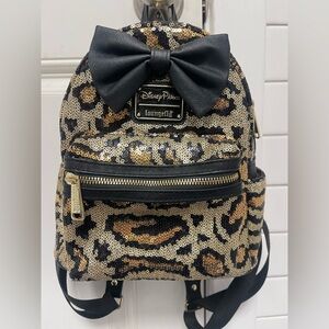 Loungefly DisneyParks Leopard Sequin mini backpack